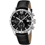 Festina Men's Quartz Watch with Black Dial Chronograph Display and Black Leather Strap F16760/4