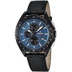 Festina Men's Quartz Watch with Blue Dial Chronograph Display and Black Leather Strap F16847/3
