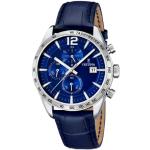 Festina Men's Quartz Watch with Blue Dial Chronograph Display and Blue Leather Strap F16760/3
