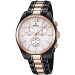 Festina Men's Quartz Watch with White Dial Chronograph Display and Two Tone Stainless Steel Plated Bracelet F16856/1