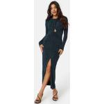 FOREVER NEW Shayna Ruched Front Long Sleeve Midi Dress Teal Glitter 34