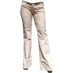Fornarina Woman Jeans Beige Creme Attitude Cotton Velvet Pant Destroyed Hole Used Vintage Cord Rock Star Bootcut Flare W27 L34