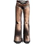Fornarina Woman Jeans Brown Frayed Cowgirl Hole Destroyed Designer Rock Star Extrem Flare Pant with Buckle W26 L34