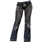 Fornarina Damen Jeans Grau Model Cave Black Stretch mit Nieten Gürtel W27 L34