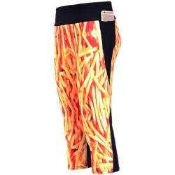 French Fries High Waist With Side Pocket Phone Capri Pants (S)