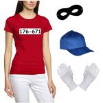 Gangster / Beagle Boys Costume Including Girlie T-Shirt / Hat / Mask / Gloves S / M / L / XL / 2XL / 3XL Red red Size:Small