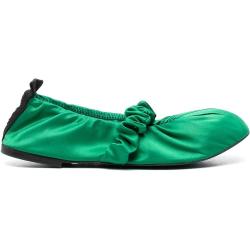 GANNI Scrunchie satin ballerina shoes - Green