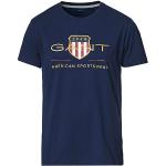 Miesten Tummansiniset Koon L Lyhythihaiset Gant Shield O -kaula-aukkoiset Logo-t-paidat 