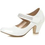 Naisten Valkoiset Kiiltonahkaiset Koon 28 Soljelliset Mary-Jane -kengät 