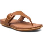Gracie Rubber-Buckle Leather Toe-Post Sandals Brown FitFlop