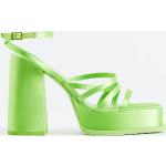 Naisten Vihreät Satiiniset Koon 42 Neliökärkiset H&M Tolppakorko Korkeakorkoiset sandaalit kesäkaudelle 