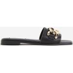 Naisten Mustat Nahkaiset Koon 37 Neliökärkiset Slip on -malliset H&M Korkeakorkoiset sandaalit alle 3cm koroilla 