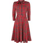 H&R London - Rockabilly Keskipitkä mekko - Punainen tartaanikuvioinen mekko - XS- XXL - varten Naiset - Musta-punainen