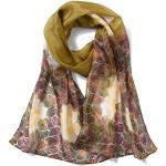 Hand-Painted Silk Scarf Monochrome Flowers - Brown