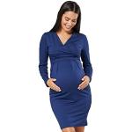 Happy Mama Women's Maternity Nursing Pencil Jersey Casual Dress 285p (Blue Grey, 8)