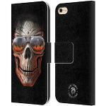Head Case Designs Officially Approved Anne Stokes Skull Tribal Fire Leather Wallet Mobile Phone Case Compatible with Apple iPhone 6 / iPhone 6S