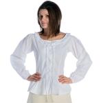 HEMAD Women's Blouse with Ruffles for Lacing Long Sleeve Cotton Medieval Pirates, White