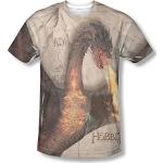 Hobbit - Mens Smaug Attack T-Shirt, X-Large, White