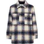Made Of A Recycled Wool Blend: Shaggy Checked Shacket Patterned Esprit Casual
