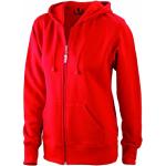 James & Nicholson Damen Ladies' Hooded Jacket Sweatshirt, Rot (red), X-Large