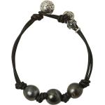 John Varvatos tahitian-pearl double-leather bracelet - Black