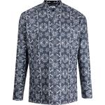 Kiton floral-print band collar shirt - Blue