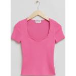 Knitted Sweetheart Neck Top - Pink