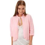 Ladies Knitted Traditional Front Tie Bed Jacket Bolero style ¾ Length sleeves Pink Size OS 16-18