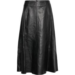 Laureen Midi Length Flared Leather Skirt Black IVY OAK