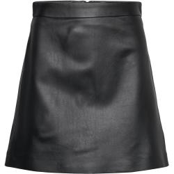 Leather A-Line Mini Skirt Lyhyt Hame Black IVY OAK
