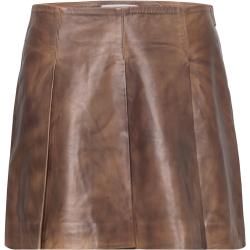 Leather Pleated Skirt Brown REMAIN Birger Christensen