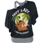 Leijonakuningas - Disney T-paita - Not Lazy - S- XXL - varten Naiset - Musta-harmaa