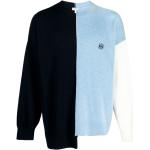 LOEWE Anagram-embroidered asymmetric wool jumper - Blue