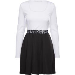Logo Elastic Long Sleeve Dress Polvipituinen Mekko White Calvin Klein Jeans
