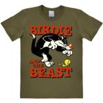 Logoshirt Men's Looney Tunes - Birdie and the Beast Crew Neck Short Sleeve T-Shirt, Green (Olive), Large