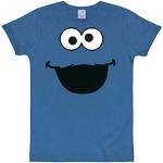 Logoshirt Men's Sesame St. Faces Cookie Monster Crew Neck Short Sleeve T-Shirt, Blue (Turquoise), Small