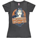 Logoshirt® DC Comics I Wonder Woman I Portrait I T-Shirt Print I Damen I kurzärmlig I dunkelgrau I Lizenziertes Originaldesign I Größe XS