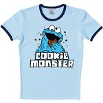Logoshirt® Sesame Street I Cookie Monster T-Shirt Print I Women & Men I Short Sleeve I Licensed Original Design, Light blue/dark blue