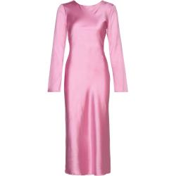 Longsleeve Midi Satin Dress Polvipituinen Mekko Pink Gina Tricot