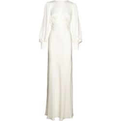 Mathilde Pouf Sleeve Satin Bridal Gown Designers Maxi Dress White Malina