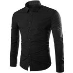 Men's Plain Stylish Dress Shirts Long Sleeve Solid Color Black UK XS (Asian M)