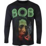 miesten pitkähihainen t-paita Bob Marley - Smoke Gradient - BLACK - Dip-Dye - BMALST32MDD