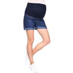 Mija 3086 Short Jeans Maternity Shorts with Belly Band for Summer, Denim Navy