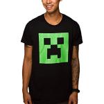 Minecraft Creeper Glow in The Dark Face Gaming T-Shirt mit Leuchteffekt schwarz - XL