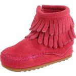 Minnetonka Girls' Double Fringe Side Zip Boot Moccasin Boots (Double Fringe Side Zip Boot) - Pink, hot pink., size: 34 EU