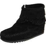 Minnetonka Unisex-Child Double Fringe Side Zip Boots, Black, 8 UK Child, 26 EU, 9 US