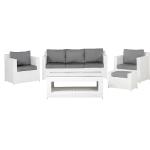 Moderni sohvasetti ulkokäyttöön valkoinen ROMA