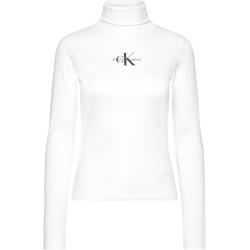 Monologo Rib Roll Neck Tops Knitwear Turtleneck White Calvin Klein Jeans