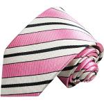 Paul Malone Krawatte 100% Seide rosa pink schwarz gestreift