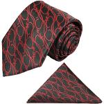 Paul Malone Krawatten Set 2tlg Krawatte + Einstecktuch schwarz rot Hochzeitskrawatte Bräutigam
